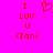 Pixelated red text and heart symbol on bright pink background with two identical static frames.