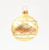 A pixelated golden Christmas ornament with a brown cap and white loop, featuring faint brown and orange patterns on its surface.