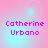 Pixelated text 'Catherine Urbano' in magenta on a pink-to-cyan gradient background with faint circular light effects.