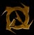 Animated sequence of a golden circular symbol with jagged edges rotating against black background, showing motion blur in each frame.