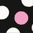 A split-screen icon with a black background of white and pink circles on the left and a bright pink background with the text 'Kendra' on the right.