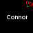 Red pixelated heart symbol above two identical white text 'Connor' labels on black background.