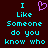 A static pixel art image with cyan text and a purple heart symbol on dark brown background.
