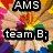 Pixelated image with four text blocks over colorful abstract backgrounds, including 'AMS', 'team B;', 'cant wait!', and 'Class OP-08 '10' on a white backdrop.