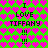Green background with pink heart pattern, black text reading "I LOVE TIFFANY" and exclamation marks in pixelated font.