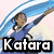 Pixelated anime-style character in blue attire with flowing hair, holding a wooden staff, displayed across four with text overlay