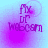 Purple 'fix it webcam' text on light blue background with shifting pink circular gradients, four variations showing different gradient positions and one with a faint circle outline.