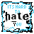 Pixelated animated buddy icon with blue and black text on white background, framed by jagged blue border, displayed in contact sheet format.