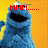 Blue puppet character with large eyes and open mouth on orange background, displaying sequential text overlays.