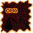 A 5x5 contact sheet of animated frames showing the text "OMG" in orange pixelated letters on a black background, with increasing repetition and density across frames.
