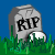 Animated contact sheet showing a skull emerging from grass next to a tombstone with 'RIP' text across multiple frames.
