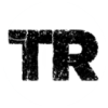 Black pixelated 'TR' letters on a white circular background with gray outer border.
