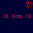 Red pixelated heart symbol above repeated red text '<3 Som <3' on dark blue background.