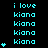 Cyan text and star symbols on black background with gray corner, displaying 'i love kiana' repeated in with varying star counts