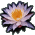 Pixelated flower with light purple petals and a bright orange center on a gray background.