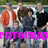 Pixelated group photo of five people standing outdoors with greenery in background and bright pink text overlay at bottom.
