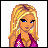 Pixel art contact sheet showing a blonde woman in purple top with pink background and text "HOTTIE!!" across three frames.