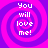 Four identical pixelated arranged in a , each displaying the text "You will love me!" over a purple and pink spiral background