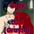 Two side-by-side anime-style character images with red and blue text overlays; left image has additional text elements.