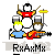 Pixel art of three figures playing instruments: a drummer in red, a guitarist in blue, and a bassist with yellow hair, all on a gray background with 'Roxanne' text below.