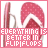 identical pink flip-flop icons with white accents and polka dots, each displaying the text "EVERYTHING IS BETTER IN FLIPFLOPS" in a pixelated font