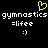 Yellow pixelated heart above white text 'gymnastics' repeated twice, '=lifee' below each, and a smiley face at the bottom on black background.