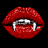 Animated red lips with silver fangs, showing color variation between frames against black background.