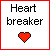 A 2x2 contact sheet of three animated frames showing a pixelated red heart icon with text "Heart breaker" above it, each frame displaying a different state of the heart's damage.