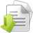 Static icon shows white document with gray lines and folded corner, overlaid by green arrow pointing down-left on gray background.