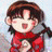 A 48x48 pixel animated buddy icon featuring a cartoon character with brown hair and red scarf on the left, paired with text "Anime IM" and "com" on a black background to the right.
