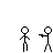 Pixelated stick figure animation showing a character holding a gun, performing a shooting action with a small green bullet-like object, and falling backward in a series of poses.