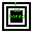 Green pixelated text "I am bored" centered within nested black-and-white square borders, displayed across four distinct frame variations.
