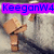 Pixelated animation of a blocky character with brown hair and clothing, performing repeated arm movements against a gray background with text overlays.