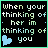 A 6-frame animated contact sheet of a pixel art buddy icon showing text and heart symbols changing color across frames.