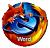 A circular pixelated icon with swirling red, orange, yellow, blue, and purple hues forming a vortex-like pattern against a light checkered background.