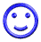 A 4x4 contact sheet of blue cartoon smiley face icons in various shapes and expressions across 15 sampled frames, with some frames showing animation transitions like shrinking or rotating.