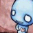 A light blue cartoon character with large white eyes and a small mouth stands against a brown textured background, repeating in a pattern