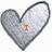 Three heart-shaped icons with gray textured fill and black outlines display sequential orange text: 'I', 'LOVE', and 'CASSIDY' across their surfaces.