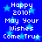 Blue background with light blue stars and white pixelated text reading "Happy 2010! May Your Wishes Come True" in a pattern