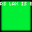 Four identical green squares arranged in a with black borders, each displaying repeated white pixel text "RS LAX IS" at the top and bottom edges
