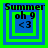 Four identical pixelated squares with green and blue borders, each containing 'Summer' text at top, 'oh 9' in middle, and '<3' symbol below, arranged in a