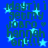 Blue background with light blue stars and repeated teal text reading 'idayti i getmy jobro hannah en!!!' in a pixelated style.