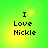 Green and yellow gradient background with black pixelated text reading "I Love Nickle" arranged in three lines.