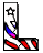 Animated L-shaped icon with star and striped patterns, changing colors across frames.