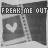 A 4x3 contact sheet of a black-and-white animated icon featuring film strip borders, heart symbols, and changing text overlays across 12 frames.