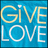 Blue background with yellow and white text reading 'GIVE LOVE' in pixelated style.
