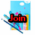 Pixelated icon with 'Join' text over blue sky and pencils, transitioning to a colorful gift box labeled 'UyenP1', then hearts with 'SMIGGLE', finally a bag with 'CLUB'.