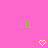 Green text 'Jill' and yellow pixel hearts on a pink background with animated heart outline changes.