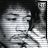 A 5x4 contact sheet of black-and-white animated frames showing a person holding a phone to their ear, with text labels changing between 'Jimi' and 'Hendrix' across the frames.