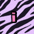 Pixelated icon with purple and black zebra stripes background, displaying 'i', 'love', and 'steven' text elements in distinct colors and styles.